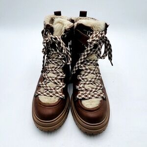 Circus NY Sam Edelman Boots Chunky Heel Boots Lace Up Boots Women 9M Brown Fur